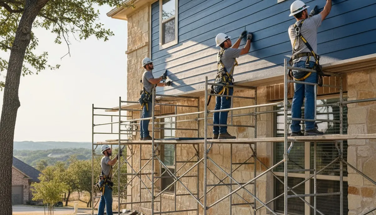 Austin, TX siding contractor on a residential exterior project with professional siding installation
